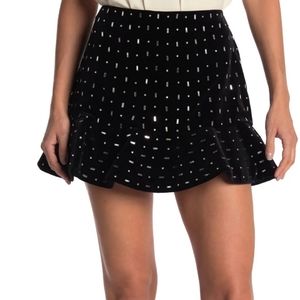Valentino Size 10 Black Short Embroidered Mini Skirt